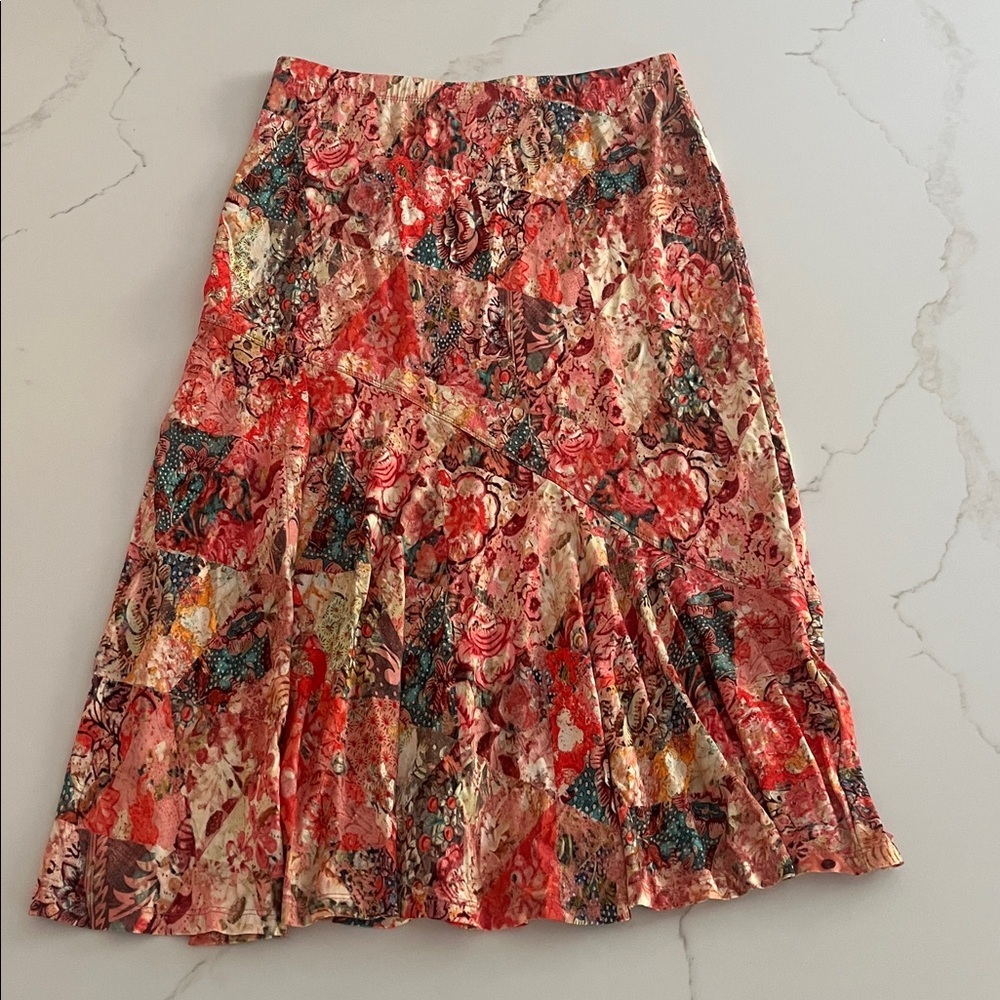 Peruvian Connection Patchwork Floral Print Midi S… - image 1